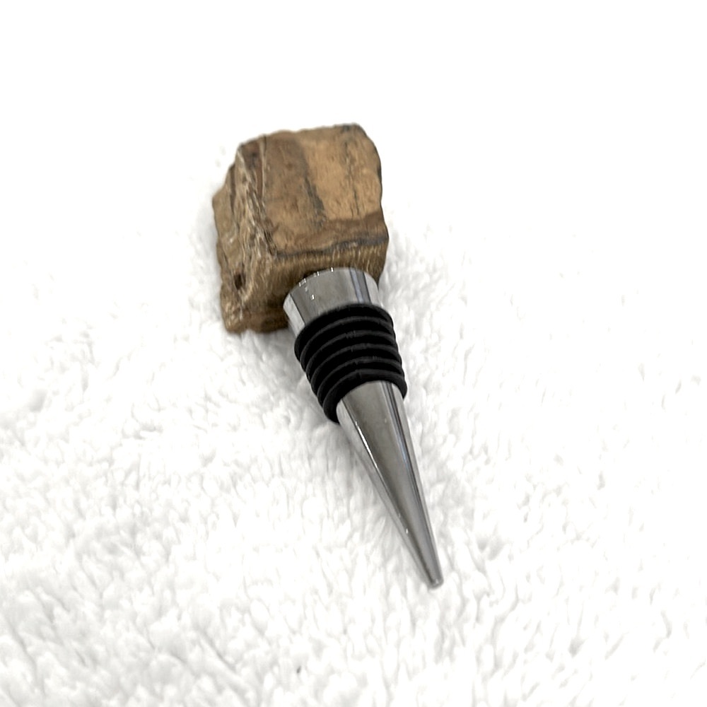 🍾Tigers-Eye w/Silver Wine🍷Bottle Stopper